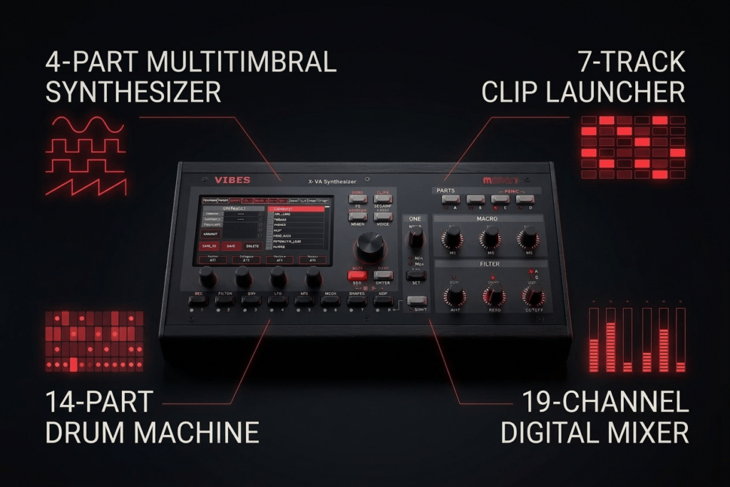 The Mayer EMI MD850 Vibes synthesizer and its physical controls